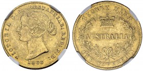 AUSTRALIEN. Victoria, 1837-1901. Sovereign 1866, Sydney. Schl. 818. Fr. 10. NGC MS62. Fast FDC / About uncirculated.