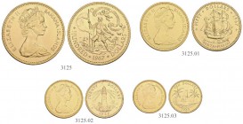 BAHAMAS. Elizabeth II. 1952-. Serie von 100, 50, 20 und 10 Dollars 1967. Insgesamt 65.92 g Feingold. KM 11-14. Fr. 1-4. FDC / Uncirculated.
(4)