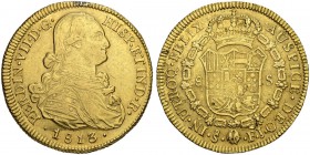 CHILE. Fernando VII. 1808-1821. 8 Escudos 1813, FJ-Santiago. 26.99 g. Cayon 16411. Fr. 29. Henkelspur / Mount mark. Sehr schön / Very fine.