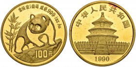 CHINA. Volksrepublik. 100 Yuan 1990. Panda. KM 272. Fr. B4. FDC / Uncirculated.