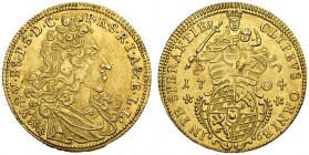 DEUTSCHLAND. Bayern, Herzogtum, seit 1623 Kurfürstentum, seit 1806 Königreich. Maximilian II. Emanuel, 1679-1726. Goldgulden 1704, München. 3.25 g. Ha...