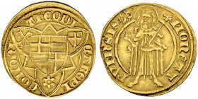 DEUTSCHLAND. Köln, Erzbistum. Dietrich II. von Mörs, 1414-1463. Goldgulden o. J. (1415), Bonn. 3.41 g. Noss 273. Felke 929. Fr. 793. Leicht gewellt / ...