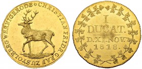 DEUTSCHLAND. Stolberg-Wernigerode, Grafschaft. Christian Friedrich, 1778-1824. Dukat 1818, Clausthal. Auf die Goldene Hochzeit mit Eleonore von Stolbe...