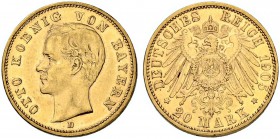 DEUTSCHLAND. Deutsche Goldmünzen seit 1871. Bayern, Königreich. Otto, 1886-1913. 20 Mark 1905 D, München. 7.94 g. J. 200. Fr. 3768. Vorzüglich / Extre...