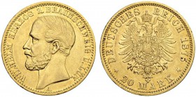 DEUTSCHLAND. Deutsche Goldmünzen seit 1871. Braunschweig-Lüneburg, Herzogtum. Wilhelm, 1830-1884. 20 Mark 1875 A, Berlin. 7.92 g. J. 203. Fr. 3775. Se...