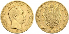 DEUTSCHLAND. Deutsche Goldmünzen seit 1871. Hessen, Grossherzogtum. Ludwig III. 1848-1877. 10 Mark 1876 H, Darmstadt. 3.91 g. J. 216. Fr. 3786. Sehr s...