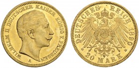 DEUTSCHLAND. Deutsche Goldmünzen seit 1871. Preussen, Königreich. Wilhelm II. 1888-1918. 20 Mark 1890 A, Berlin. 7.97 g. J. 252A. Fr. 3832. Gutes vorz...