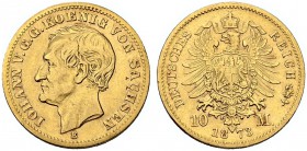 DEUTSCHLAND. Deutsche Goldmünzen seit 1871. Sachsen, Königreich. Johann, 1854-1873. 10 Mark 1873 E, Dresden. 3.91 g. J. 257. Fr. 3840. Sehr schön / Ve...