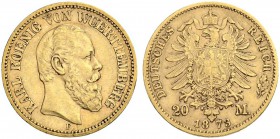 DEUTSCHLAND. Deutsche Goldmünzen seit 1871. Württemberg, Königreich. Karl, 1864-1891. 20 Mark 1873 F, Stuttgart. 7.91 g. J. 290. Fr. 3870. Sehr schön ...