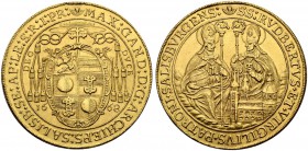 RDR / ÖSTERREICH. Salzburg, Erzbistum. Max Gandolph von Küenburg, 1668-1687. 10 Dukaten 1668. Auf die Verleihung der Kardinalswürde. Stifts- und Famil...