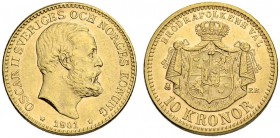 SCHWEDEN. Oscar II. 1872-1907. 10 Kronor 1901, Stockholm. 4.48 g. AAH 33. Schl. 139. Fr. 94. Vorzüglich / Extremely fine.