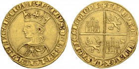 SPANIEN. Königreich. Pedro I., König von Kastilien und Leon, 1350-1369. Dobla de 35 Maravedis o. J., Sevilla. 4.19 g. Cayon 1276. Fr. 105. Selten in d...