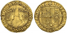 SPANIEN. Königreich. Fernando V. und Isabel I. 1474-1504. Excelente o. J. (nach 1497), Toledo. 3.48 g. Cayon 2883. Fr. 137. Kleine prägebedingten Rand...