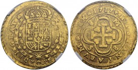 SPANIEN. Königreich. Felipe V. 1700-1746. 8 Escudos 1717, M-Sevilla. Cayon 9959. Fr. 247. NGC AU50. Fast vorzüglich / About extremely fine.