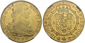 SPANIEN. Königreich. Carlos III. 1759-1788. 8 Escudos 1777, PJ-Madrid. Cayon 12885. Fr. 282. Kleiner Schrötlingsfehler / Minor planchet defect. NGC AU...