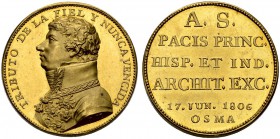 SPANIEN. Königreich. Carlos IV. 1788-1808. Goldmedaille 1806. Auf den Premierminister und Friedensfürst Manuel de Godoy, Prinz de la Paz und die Fried...