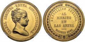 SPANIEN. Königreich. Isabella II. 1833-1868. Goldmedaille 1841. Preismedaille der Ausstellung in Madrid für Verdienste um die Kunst. Signatur M.G.S. B...