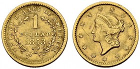 USA. 1 Dollar 1853, Philadelphia. Liberty head type. 1.64 g. Fr. 84. Kleine Kratzer / Small scratches. Sehr schön / Very fine.