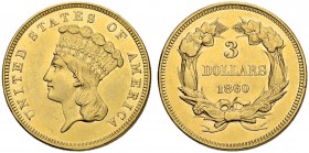 USA. 3 Dollars 1860, Philadelphia. Large Indian head type. 5.00 g. Fr. 124. Sehr schön / Very fine.
