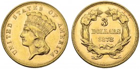 USA. 3 Dollars 1878, Philadelphia. Large Indian head type. 5.03 g. KM 84. Fr. 124 Selten in dieser Erhaltung / Rare in this condition. Gutes vorzüglic...