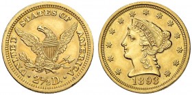 USA. 2 1/2 Dollars 1893, Philadelphia. Liberty head. 4.16 g. Fr. 114. Vorzüglich / Extremely fine.