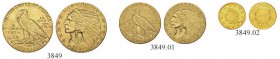 USA. 5 Dollars 1911, Philadelphia. Indian Head. Dazu: 2 1/2 Dollars 1911. Indian Head. California Gold 1858. Fr. 148, 120. Sehr schön-vorzüglich / Ver...