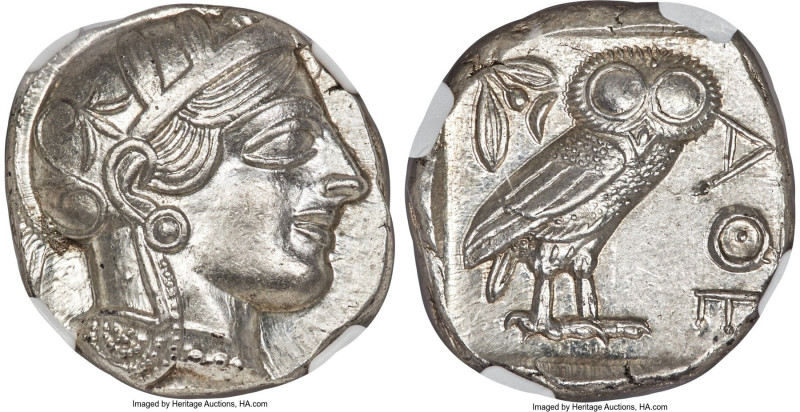 ATTICA. Athens. Ca. 440-404 BC. AR tetradrachm (25mm, 17.20 gm, 1h). NGC MS 5/5 ...