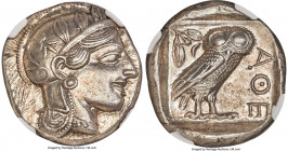 ATTICA. Athens. Ca. 440-404 BC. AR tetradrachm (25mm, 17.20 gm, 7h). NGC MS 5/5 - 4/5. Mid-mass coinage issue. Head of Athena right, wearing earring, ...