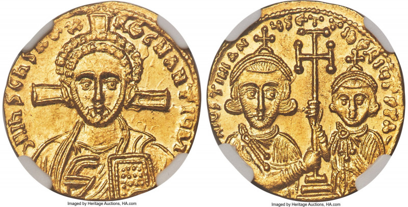 Justinian II Rhinotmetus, Second Reign (AD 705-711). AV solidus (20mm, 4.50 gm, ...