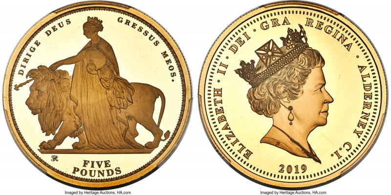 British Dependency. Elizabeth II 5-Piece Certified gold "Una and the Lion" Proof...