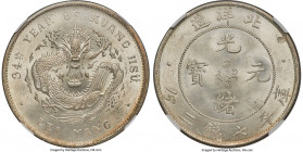 Chihli. Kuang-hsü Dollar Year 34 (1908) UNC Details (Surface Hairlines) NGC, Pei Yang Arsenal mint, KM-Y73.2, L&M-465, Kann-208. Long central spine on...