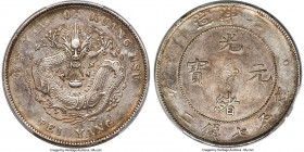 Chihli. Kuang-hsü Dollar Year 34 (1908) AU53 PCGS, Pei Yang Arsenal mint, KM-Y73.2, L&M-465, Kann-208. Long central spine on tail, clouds connected va...