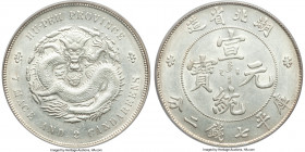Hupeh. Hsüan-t'ung Dollar ND (1909-1911) AU55 PCGS, Wuchang mint, KM-Y131, L&M-187, Kann-45. Variety with raised swirl on pearl and no dot. Highly lus...