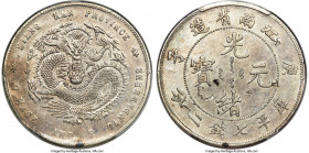 Kiangnan. Kuang-hsü Dollar CD 1900 AU Details (Chop Mark) PCGS, Nanking mint, KM-Y145a.4, L&M-229, Kann-81. Straight stroke Ping variety. A piece whic...