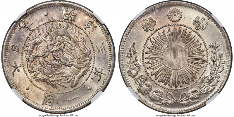 Meiji Yen Year 3 (1870) MS65 NGC, KM-Y5.1, JNDA 01-9. Type I. A brilliant offeri...