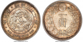 Meiji Yen Year 27 (1894) MS64+ PCGS, KM-YA25.3, JNDA 01-10A. Approaching Gem Mint State and bearing flashy, precisely rendered designs silhouetted in ...