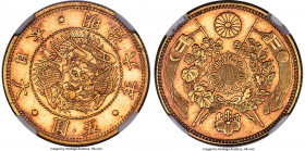 Meiji gold 5 Yen Year 6 (1873) MS64 NGC, Osaka mint, KM-Y11a, JNDA 01-3A. Luxuriously coated in apricot patination, this noteworthy near-gem specimen ...