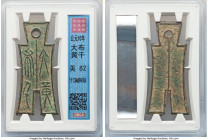 Xin Dynasty. Wang Mang (Rebel, AD 7-23) "Da Bu Heng Qian" Spade Valued at 1000 ND (AD 10-14) Certified 82 by Gong Bo Grading, Hartill-9.29, Jen-85. 55...