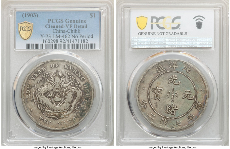 Chihli. Kuang-hsü Dollar Year 29 (1903) VF Details (Cleaned) PCGS, Pei Yang Arse...