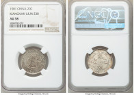 Kiangnan. Kuang-hsü 20 Cents CD 1901 AU58 NGC, KM-Y143a.6, L&M-238. Brilliant luster shimmers across the fields, bestowing this attractive example wit...
