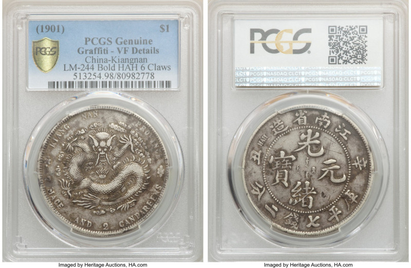 Kiangnan. Kuang-hsü Dollar CD 1901 VF Details (Graffiti) PCGS, KM-Y145a.6, L&M-2...