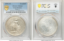 Edward VII Trade Dollar 1902-B MS62 PCGS, Bombay mint, KM-T5, Prid-13. Well-struck features are set within fields carrying gleaming luster in this app...