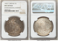 Edward VII Trade Dollar 1902-C UNC Details (Environmental Damage) NGC, Calcutta mint, KM-T5, Prid-14. A bright example preserving significant original...