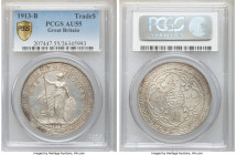 George V Trade Dollar 1913-B AU55 PCGS, Bombay mint, KM-T5, Prid-23. Possessing pleasingly sharp detail for a coin having undergone any degree of circ...