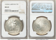 George V Trade Dollar 1929-B MS63 NGC, Bombay mint, KM-T5, Prid-26. Richly endowed with glistening silvery mint gloss, the strike sharp essentially co...