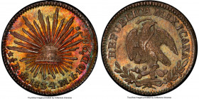 Republic 1/2 Real 1834 Mo-ML MS67 PCGS, Mexico City mint, KM370.9. An absolute gem of a 1/2 Real enveloped by an allover vivid tone most abundant to t...