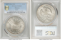 Republic 8 Reales 1877 Go-FR MS64 PCGS, Guanajuato mint, KM377.8, DP-Go57. Enveloped in frosty fields devoid of major imperfection and graciously coat...