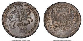 Zeeland. Provincial Ducaton (Silver Rider) 1742 AU58 PCGS, KM57.1, Dav-1836. Light golden undertones decorate this largely pewter specimen, featuring ...
