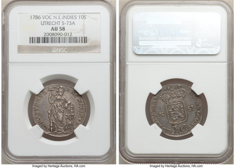 Dutch Colony. United East India Company 1/2 Gulden (10 Stuivers) 1786 AU58 NGC, ...