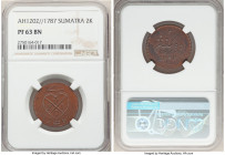 Sumatra. East India Company copper Proof 2 Kepings AH 1202 (1787) PR63 Brown NGC, KM258, Scholten-954a. An attractive Choice Proof offering imbued wit...